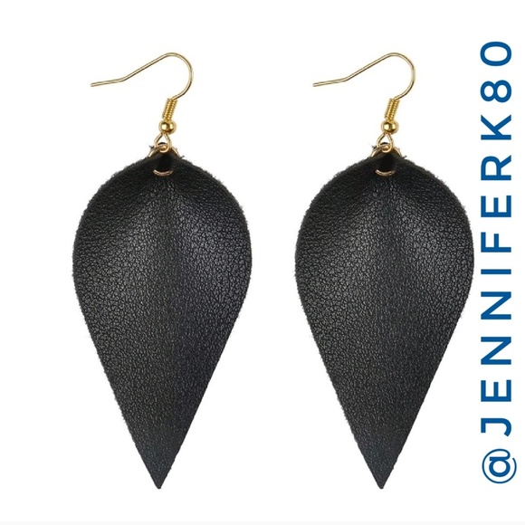 Jewelry - Brand new! Black Vegan Leather Earrings